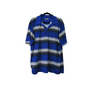 Grand Slam Blue Stripe‎ Knit Polo Shirt Men's size XL Rugby Golf Sport Nautical